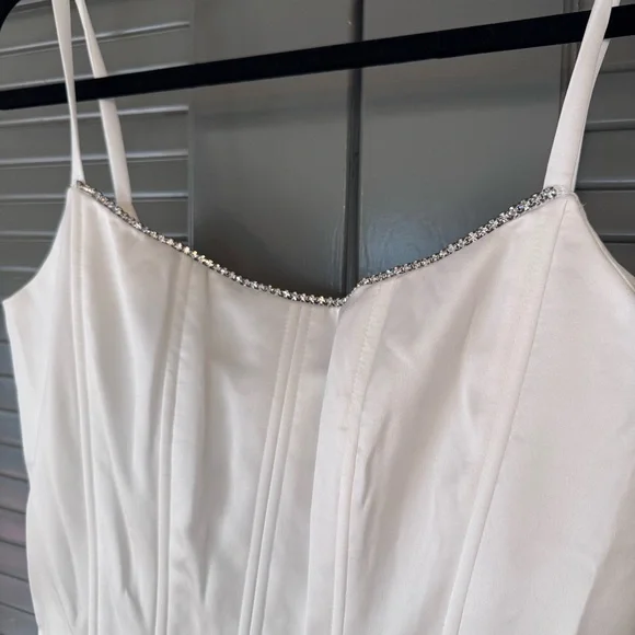 Vintage Jessica McClintock White Satin Gown - Picture 5 of 8